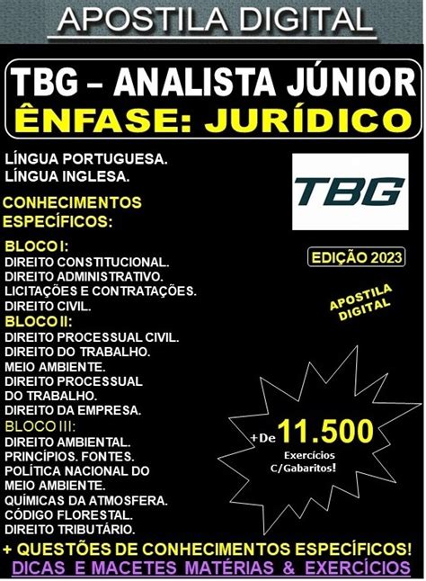 Apostila Tbg Analista Jr Jur Dico Teoria Exerc Cios