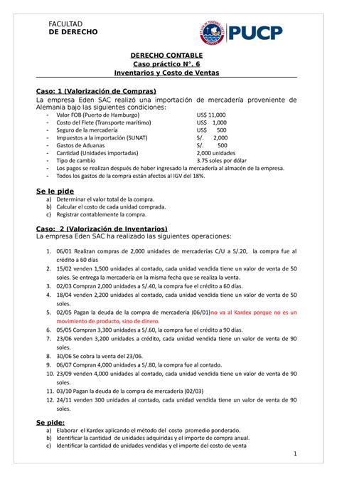 S06 Inventarios Y Costo De Ventas Facultad De Derecho Derecho