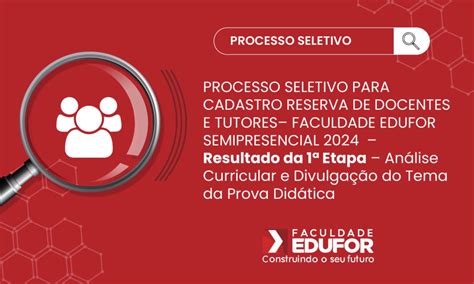 Processo Seletivo Para Cadastro Reserva De Docentes E Tutores