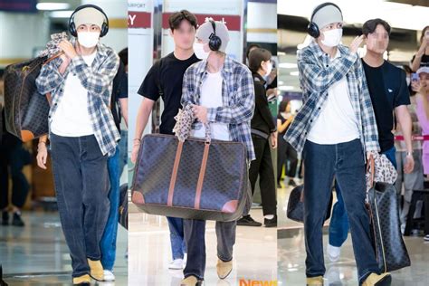 V de BTS llama a la atención en el aeropuerto por su increíble outfit