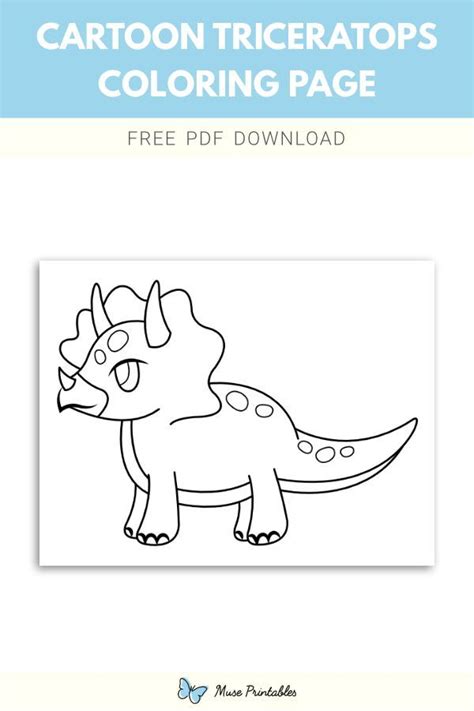 Free printable cartoon triceratops coloring page. Download it at https://museprintables.com ...