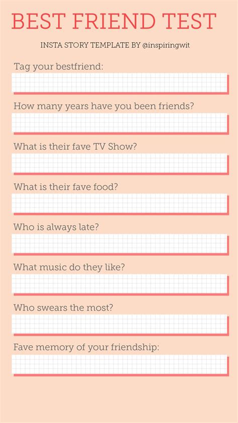 Best Friend Test Get To Know Me Instagram Story Template By Inspiring