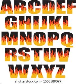 Fire Alphabet Font Vector Illustration Isolated