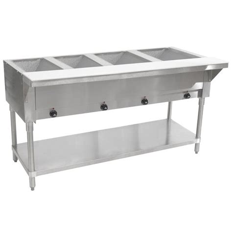 Advance Tabco SW E Four Pan Electric Hot Food Table With Undershelf Sealed Well V