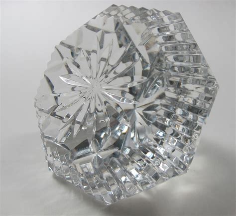 Signed Waterford Crystal Diamond Paperweight Glass Waterford