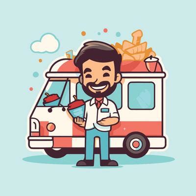 Cartoon Food Truck Vector Art, Icons, and Graphics for Free Download