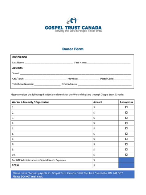 Fillable Online Gtc Donor Form Fax Email Print Pdffiller