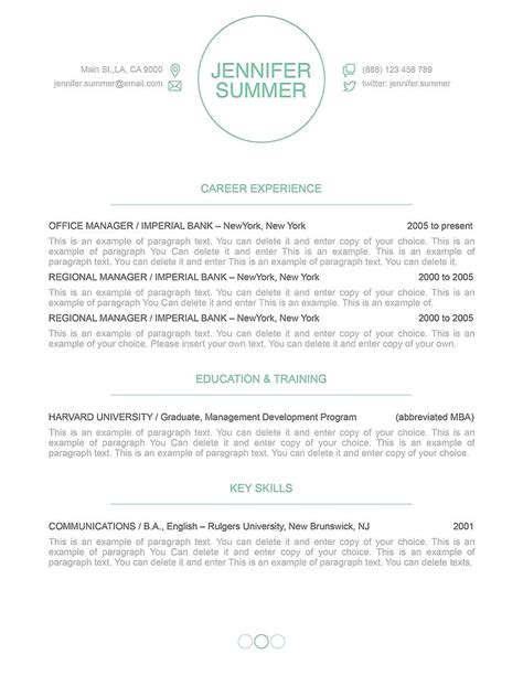 Green CV Resume Template 110390 MS Word Pages Resumeway