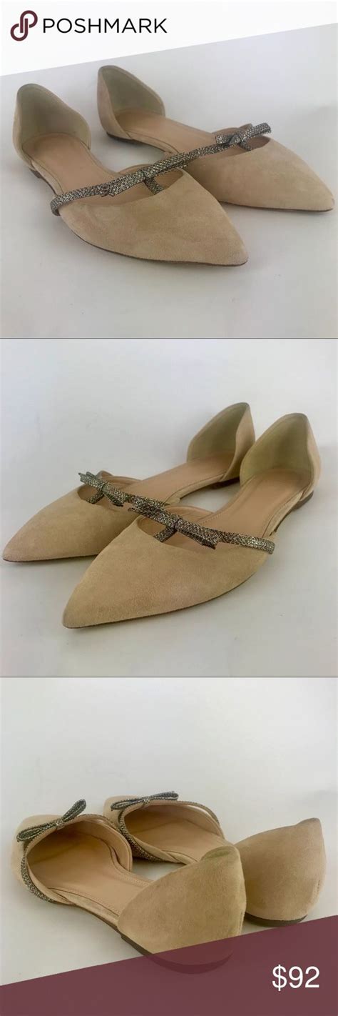 J Crew Suede Sloan Dorsay Glitter Bow Flats 7 5 •brand J Crew •size 7 5 •color Nude •retail