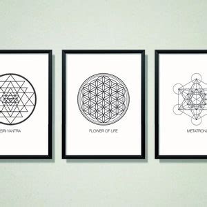 Sacred Geometry Wall Art Flower Of Life Print Sri Yantra Print