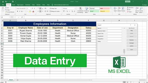 Data Entry Using Form In Microsoft Excel Data Entry In Excel