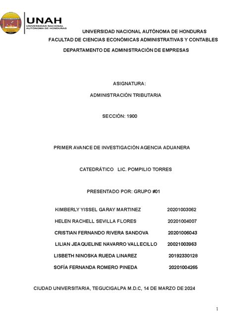 Avance 1 Apuntes Universidad Nacional AutÓnoma De Honduras Facultad De Ciencias EconÓmicas