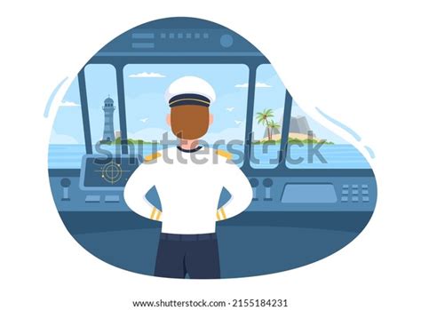 Man Cruise Ship Captain Cartoon Illustration Stock Vector (Royalty Free