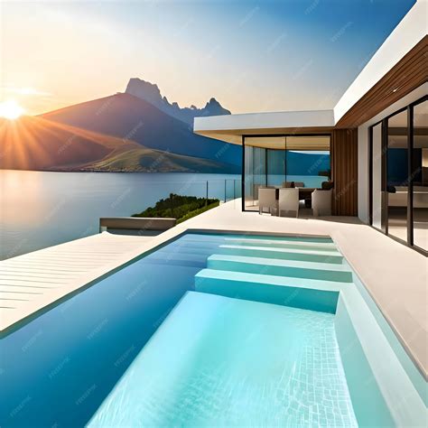 Premium Photo | Villa Infinity Pool Beautiful Realistic view Generated
