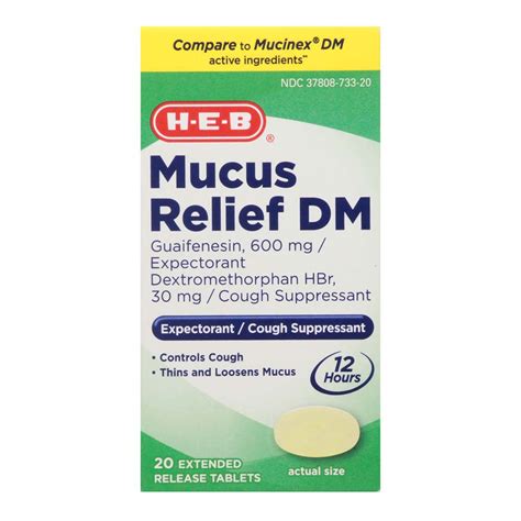 H E B Mucus Relief Dm Expectorant Cough Suppressant Tablets Shop