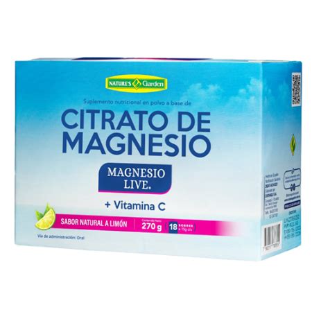 Citrato De Magnesio En Polvo Natures Garden Magnesio Live Por Unidad