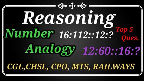 Number Analogy Most Important Reasoning Questions CGL CHSL CPO MTS