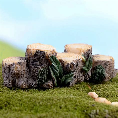 Mini Tree Stump Bridge Model Resin Fairy Garden Miniatures Diy