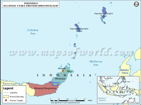 Sulawesi Utara Map, Map of Sulawesi Utara Province, Indonesia