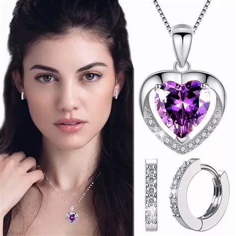 Collar Con Dije De Corazón De Plata 925 Y Cristal Para Mujer Meses