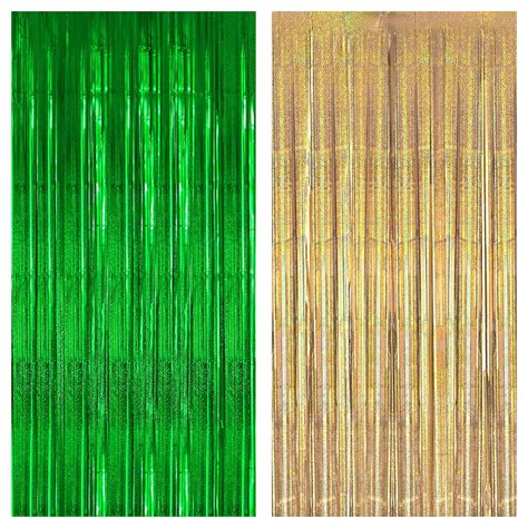 Amazon KatchOn Iridescent Green Foil Fringe Curtain Large 6