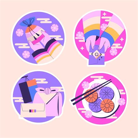 Free Vector Naive Seollal Stickers Collection