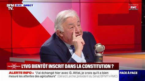 Gérard Larcher sur l inscription de l IVG dans la Constitution L IVG