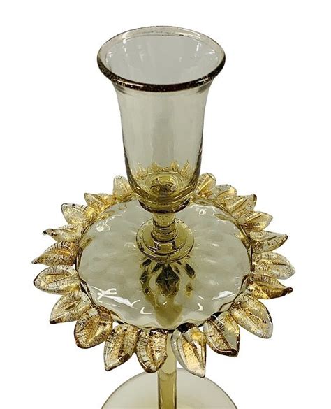 Pauly And C Murano Glass Sunflower Candlesticks