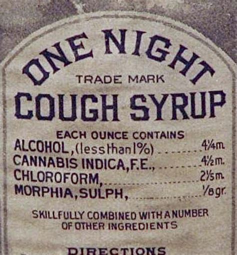 Ingredients of One Night Cough Syrup manufactured in late 1800s : r ...