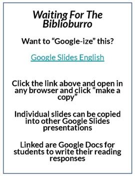 Waiting For The Biblioburro By Monica Brown Lesson Plan Google Activities