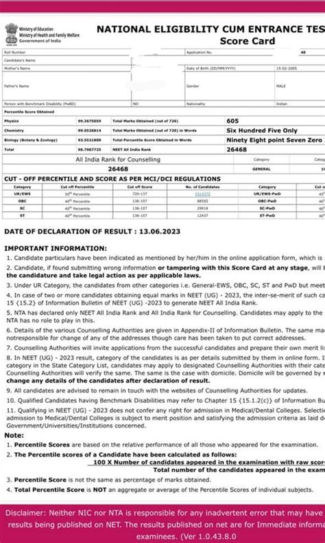 Neet Result Out Live Nta Neet Ug Cut Off For Mbbs Air Toppers