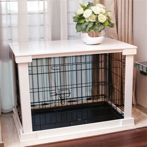 Merry Products End Table Pet Crate With Cage Cover White