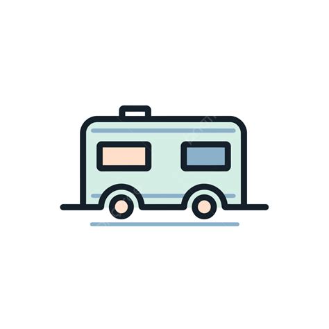 Travel Trailer Color Flat Icon Vector Trailer Lineal Icon Flat Icon