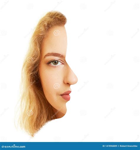 Face of a Woman Frontal and Laterally As Optical Illusion Stock Image ...