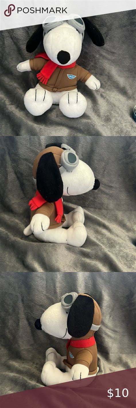 NWOT Metlife Peanuts Snoopy Red Baron Aviator Pilot Airplane Plush 6 ...