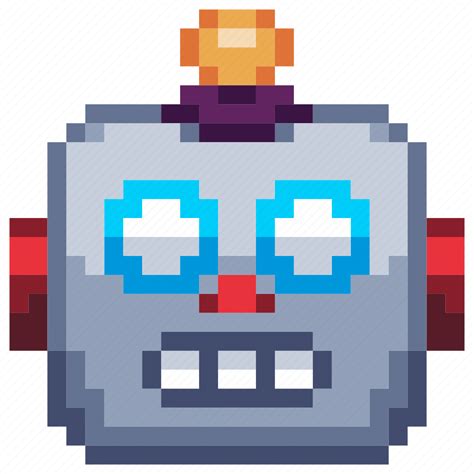 Robot Pixel Art Emoji Sticker Machine Emoticon Icon Download On