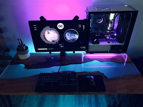 Epoxy Resin/Wood River Desk Update | Epoxy resin wood, Epoxy, Gaming