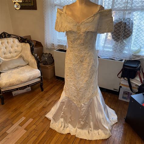 #160 Vintage White Mermaid Wedding gown Maximum Beadi… - Gem