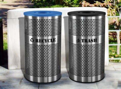 33-Gallon Perforated Stainless Steel Recycle and Trash Combo | Recycle ...