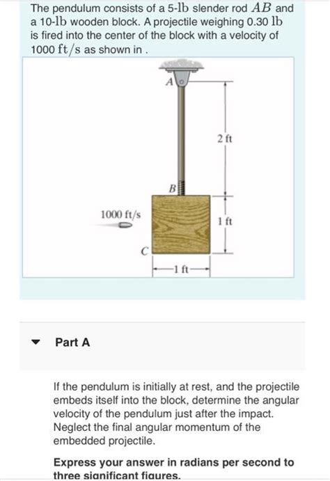 Solved The Pendulum Consists Of A 5 Lb Slender Rod AB And A Chegg