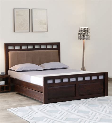 Buy Ulyano Sheesham Wood Queen Size Bed In Scratch Resistant Provincial