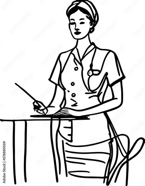 Nurse Sketch Drawing Illustration Stock Vector In 2023 Drawing Sketches Drawing