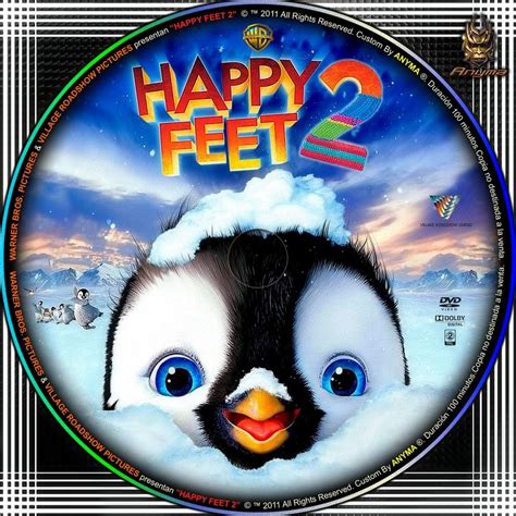 the happy feet 2 dvd cover features a penguin with blue eyes and an ...