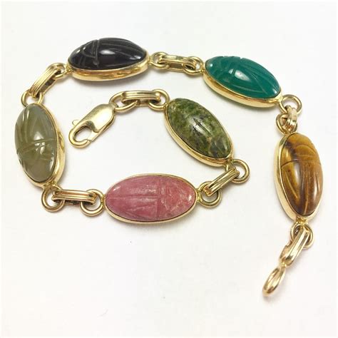 14k Gold Scarab Bracelet Egyptian Revival