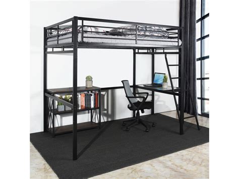 Lit mezzanine 2 personnes 140 190cm avec bureau intégré noir Conforama