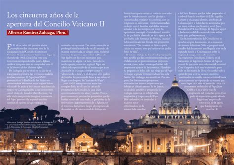 Los Cincuenta Años De La Apertura Del Concilio Vaticano Ii