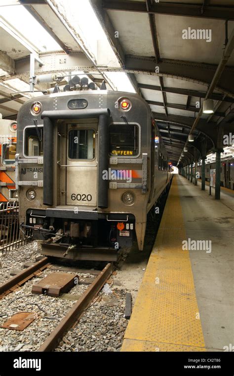 New Jersey Transit Commuter Train At The Rail Terminal At Hoboken New