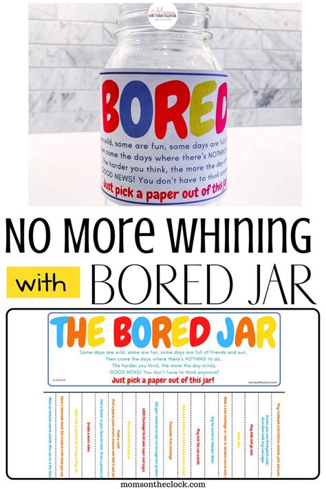 Boredom Busters Jar Moms On The Clock In 2024 Bored Jar Boredom