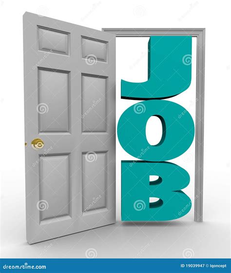 Door Opens To Word Job - Getting Hired Stock Illustration