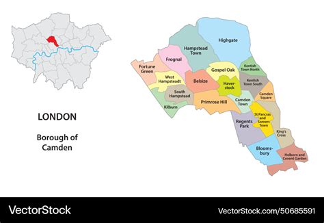 camden borough map london wards royalty  vector image